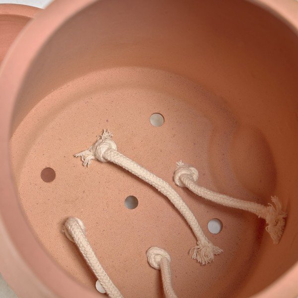 Glinen samozalivalni cvetlični lonec s podstavkom Kave Home Lelis, višina 26 cm-image-3