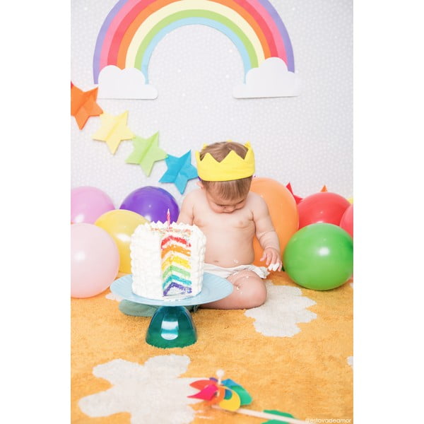 Gorčično rumena pralna ročno tkana bombažna otroška preproga 120x160 cm Clouds Mustard – Lorena Canals-image-3