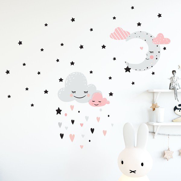 Roza stenska nalepka Ambiance Moon And Clouds Love In The Stars-image-3