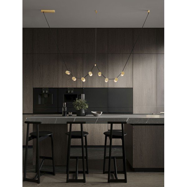 Medeninasta aluminijasta LED zatemnitvena viseča svetilka s steklenim senčilom Luma – Nova Luce-image-1