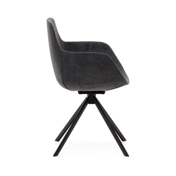 Temno sivi oblazinjeni jedilni stoli v kompletu z nasloni za roke 2 ks Tissiana – Kave Home-image-2