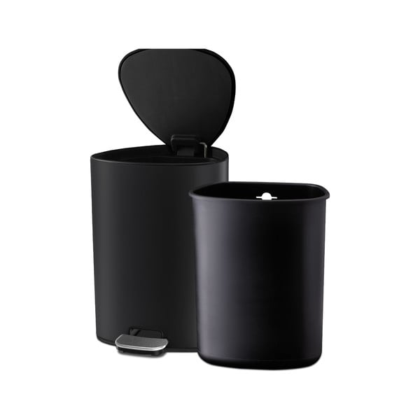 Mat črn jeklen koš za smeti s pedalom 5 l EasyStore Luxe – Joseph Joseph-image-4