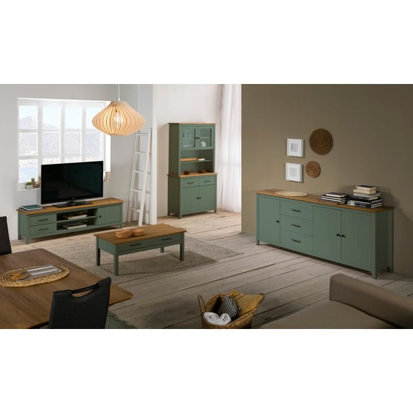 Zelena vitrina iz masivnega bora 90x180 cm Miranda – Marckeric-image-1