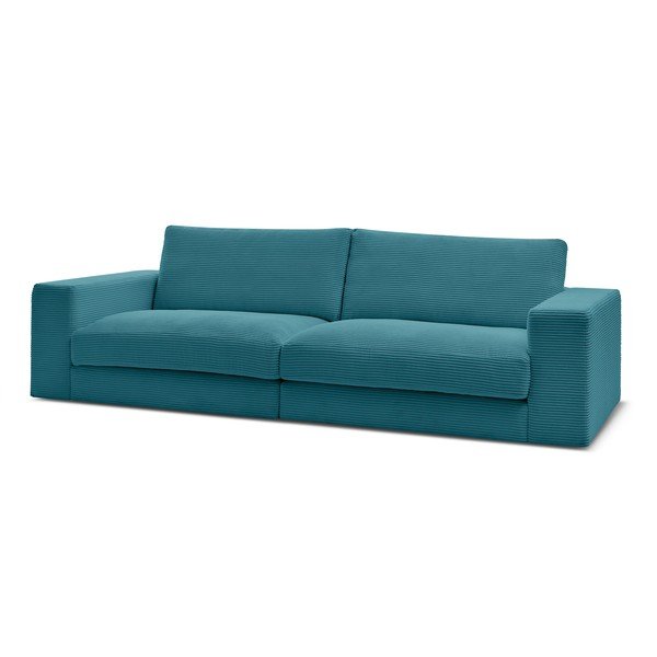 Modra sedežna garnitura iz rebrastega žameta 274 cm Leonard – Bobochic Paris-image-3