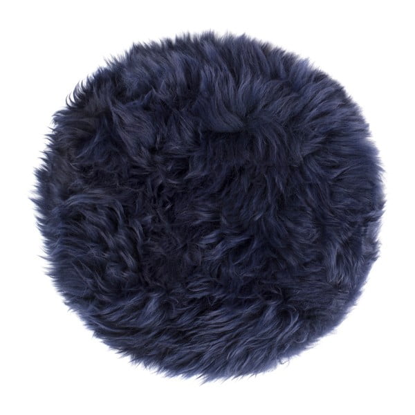 Temno modra sedežna blazina iz ovčje kože Royal Dream Zealand, ⌀ 35 cm