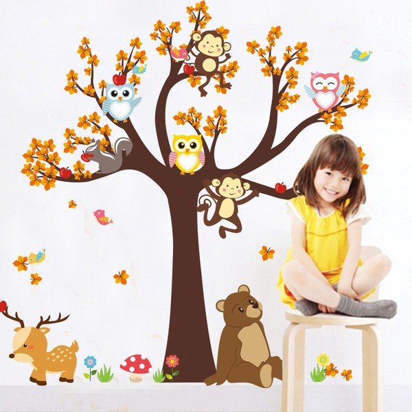 Stenska nalepka  Ambiance Tree with Animals-image-3