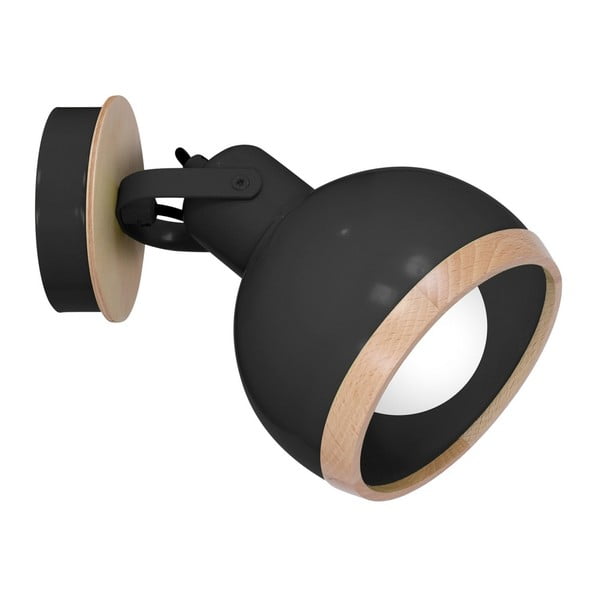 Črna stenska svetilka z lesenimi detajli Homemania Oval