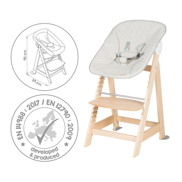 Bež/naraven otroški stol za hranjenje Born Up 2in1 Luxe – Roba-image-3