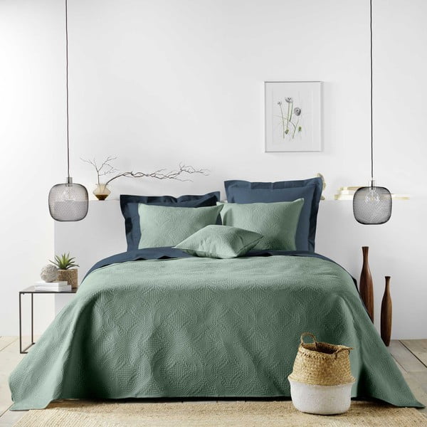 Zelen komplet pregrinjala in prevleke za vzglavnik iz mikrovlaken 240x260 cm Romane – douceur d'intérieur-image-1