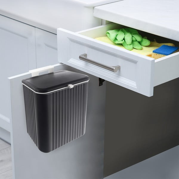 Črn plastičen koš za smeti 13 l – Orion-image-1