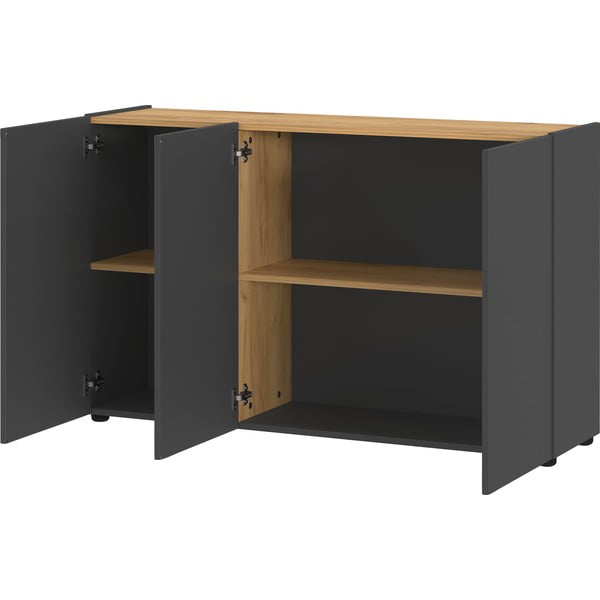 Antracitno siva omarica v hrastovem dekorju 120x76x34 cm Adrano – Germania-image-2