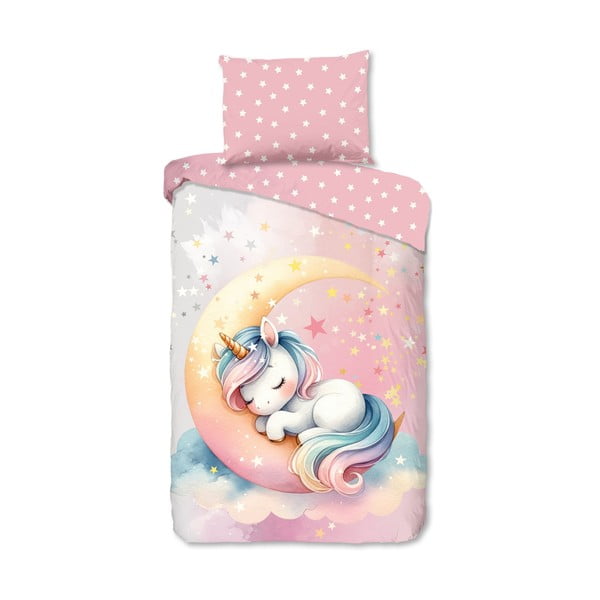 Rožnata enojna bombažna otroška posteljnina 140x200 cm Molly – Good Morning