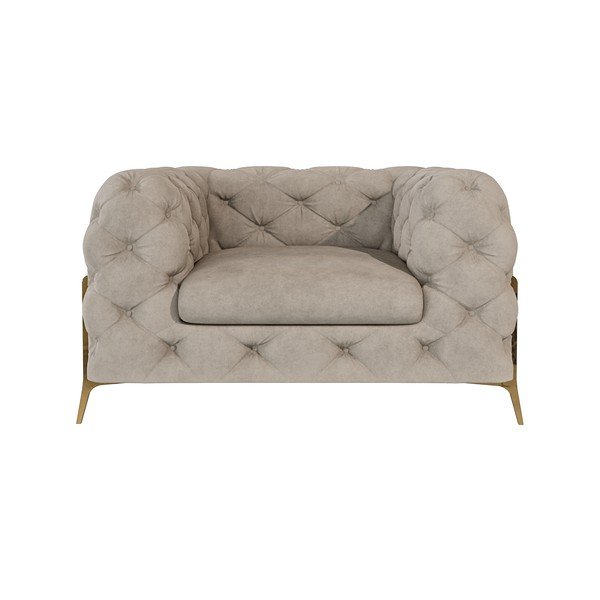 Sivo-bež žameten fotelj Chelsea Bis – Ropez-image-2