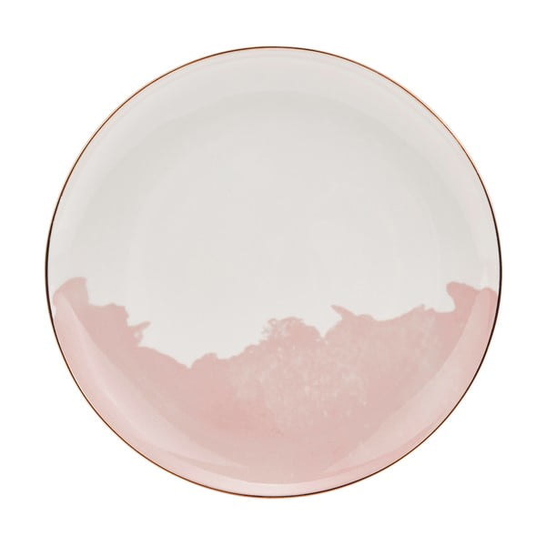 Komplet 2 desertnih krožnikov iz roza in belega porcelana Westwing Collection Rosie, ø 21 cm
