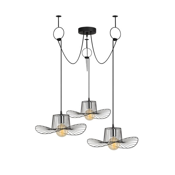 Črna viseča svetilka s kovinskim senčilom ø 78 cm Tel – Opviq lights-image-2