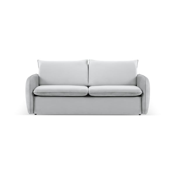 Svetlo siva žametna raztegljiva sedežna garnitura 214 cm Vienna – Cosmopolitan Design