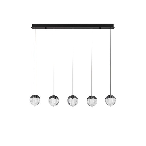 Mat črna aluminijasta LED zatemnitvena viseča svetilka s steklenim senčilom Alicia – Nova Luce