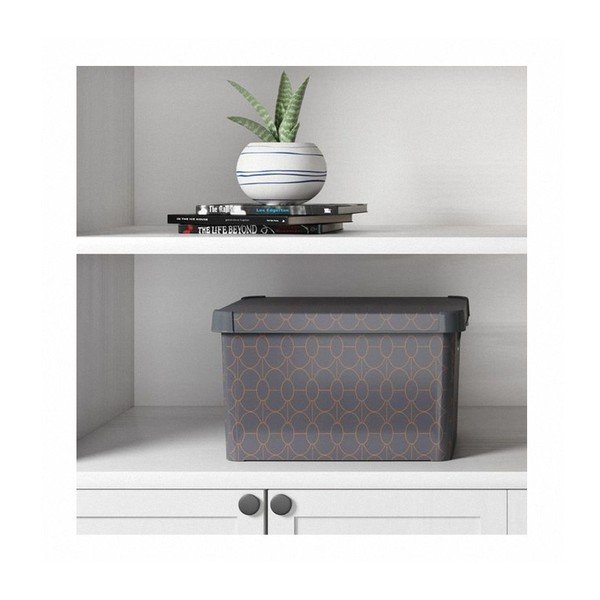 Temno siva škatla za shranjevanje s pokrovom Curver Art Deco, 22 l-image-2