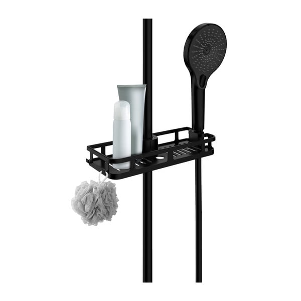 Mat črna plastična kopalniška polica z namestitvijo brez vrtanja Libertà – Wenko-image-2