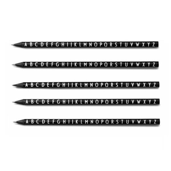 Komplet 5 črnih svinčnikov Design Letters Pencils