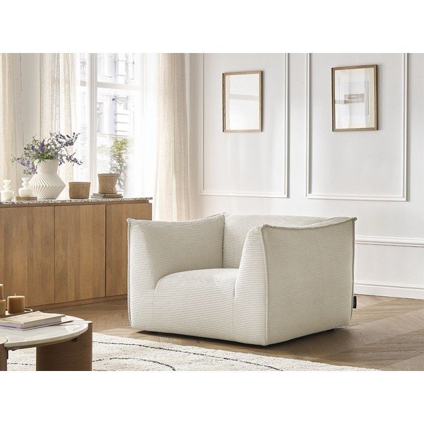 Bež fotelj iz rebrastega žameta Giorgia – Bobochic Paris-image-1