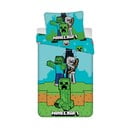 Zeleno-modra enojna bombažna otroška posteljnina 140x200 cm Minecraft "Mobs Here" – Jerry Fabrics