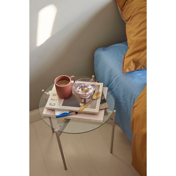 Okrogla stranska mizica s stekleno mizno ploščo ø 45 cm Beam – Hübsch-image-4