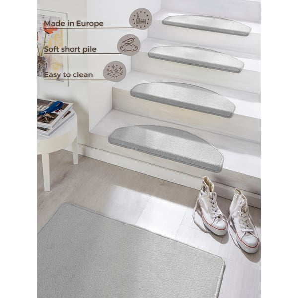 Sivi samolepilni komplet preprog za stopnice 15 ks 23x65 cm Fancy – Hanse Home-image-4