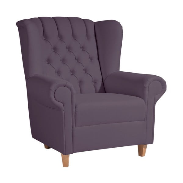 Max Winzer Vary Leather Purple Eared Leather Armchair