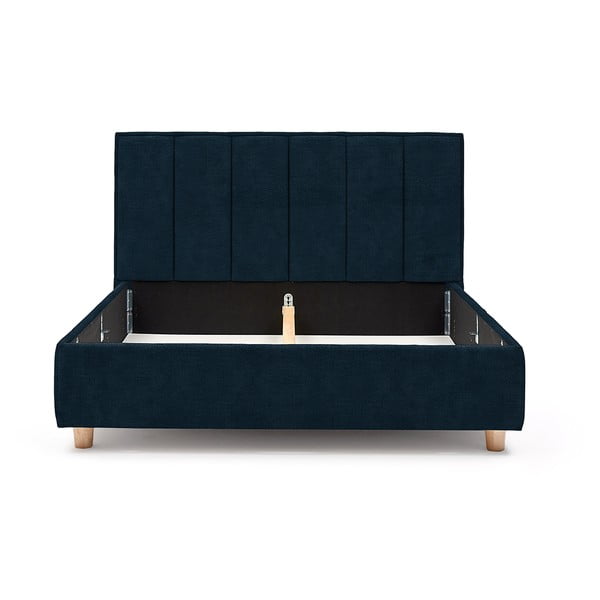 Temno modra zakonska postelja z vzglavjem in prostorom za shranjevanje ProSpánek Wega, 160 x 200 cm-image-3