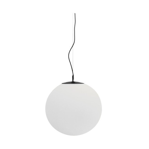 Bela/črna kovinska viseča svetilka s steklenim senčilom ø 50 cm Brisia – Kave Home