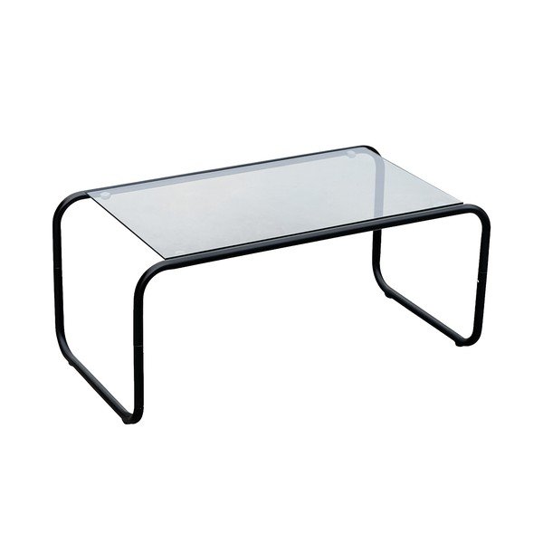 Črna klubska mizica s stekleno mizno ploščo 40x80 cm Ventana – Leitmotiv