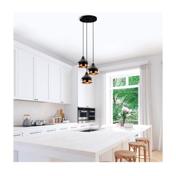 Viseča svetilka v črno-medeni barvi s 3 žarnicami Opviq Yildo-image-1