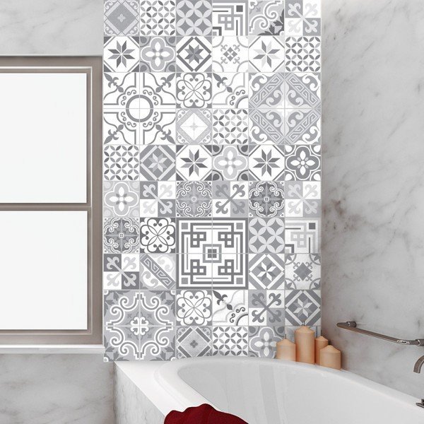 Komplet 60 dekorativnih stenskih nalepk Ambiance Shades of Grey, 15 x 15 cm-image-3