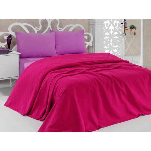 Pregrinjalo za posteljo Pique Magenta, 200x240 cm