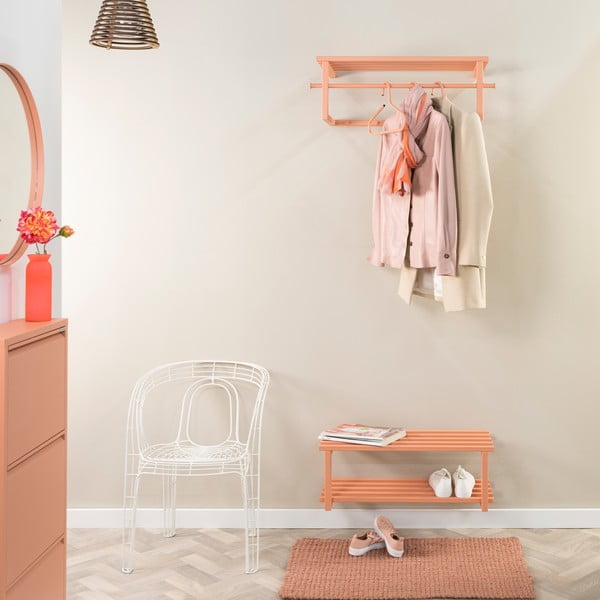 Rožnato-oranžna kovinska stenska omarica za čevlje 71x26x34 cm Marco – Spinder Design-image-1
