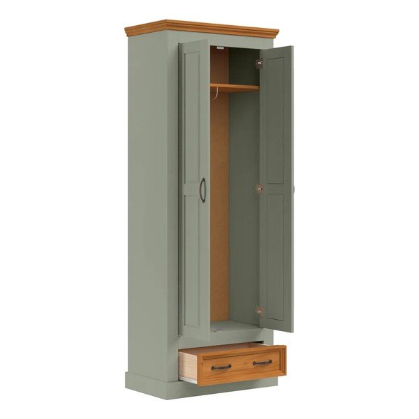 Zelena/v svetli naravni barvi garderobna omara iz masivnega bora 70x185x40 cm Selma – Støraa-image-3
