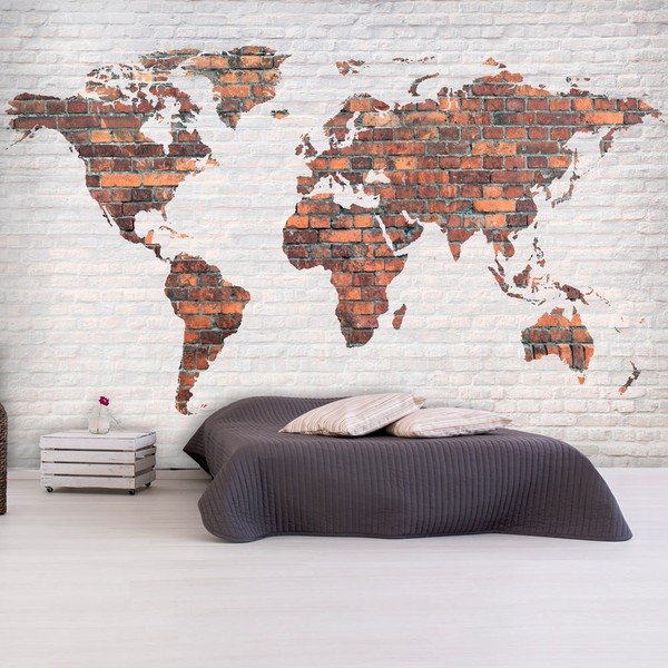 Tapeta Bimago Brick World Map Wall, 400 x 280 cm-image-1
