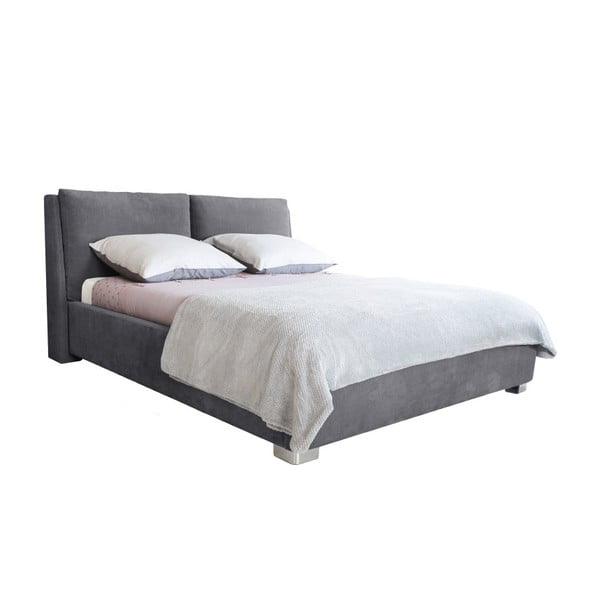 Siva zakonska postelja Mazzini Beds Vicky, 140 x 200 cm