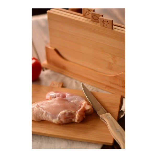 Komplet 4 bambusovih desk za rezanje s stojalom Bambum Tapenade-image-1