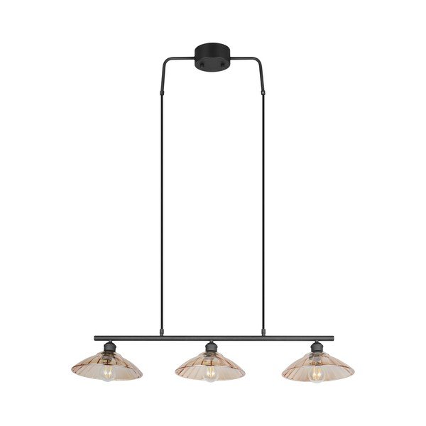 Črna/jantarna kovinska viseča svetilka s steklenim senčilom Eluna – Reality