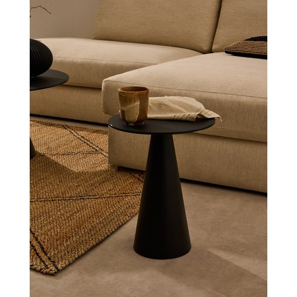 Okrogla stranska mizica s stekleno mizno ploščo ø 35 cm Wilshire – Kave Home-image-1