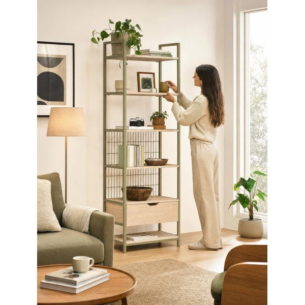 Zelen jeklen regal 60x179,5x40 cm Amara – Marckeric-image-1