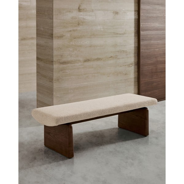 Bež/v temni naravni barvi klop iz šenilje Topaz – Kave Home-image-2