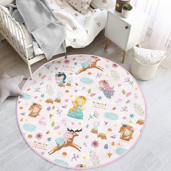 Svetlo rožnata otroška preproga ø 100 cm Comfort – Mila Home-image-4