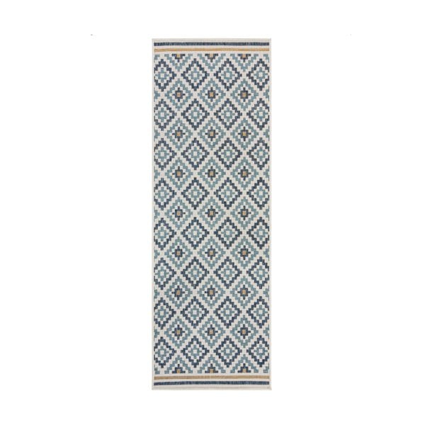 Rumeno-modra notranja in zunanja preproga 80x230 cm Zia Trellis – Flair Rugs