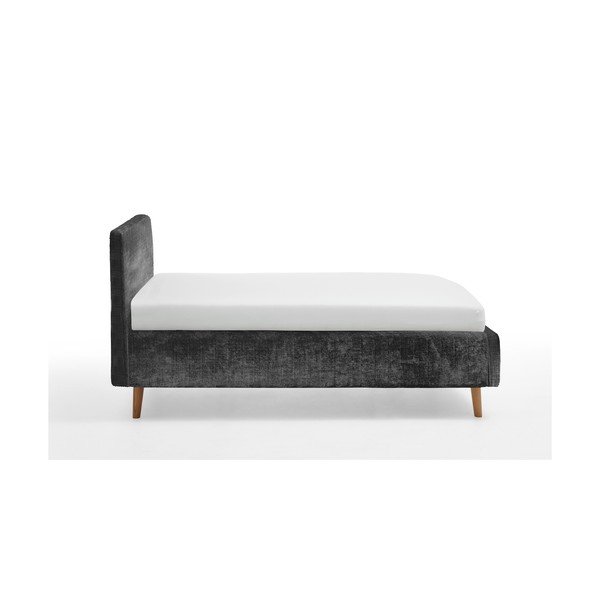 Temno siva oblazinjena zakonska postelja s prostorom za shranjevanje z letvenim dnom 140x200 cm Mattis – Meise Möbel-image-3
