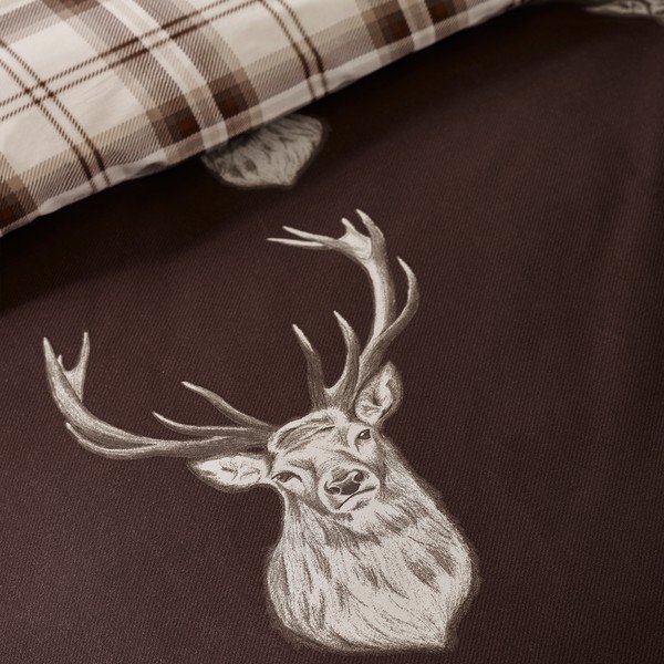 Temno rjava enojna posteljnina 135x200 cm Stag – Catherine Lansfield-image-4