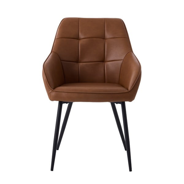 Rjavi oblazinjeni jedilni stoli v kompletu z nasloni za roke 2 ks Nolan Square – Unique Furniture-image-3