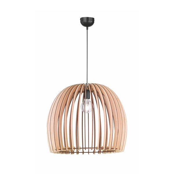 Bež viseča svetilka iz lesa in kovine Trio Wood, višina 150 cm